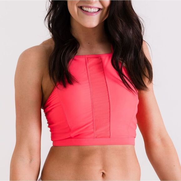 NWT Midkini, High Neck, Halter Tie, Bikini Top, Hot Pink size Small - Picture 1 of 14